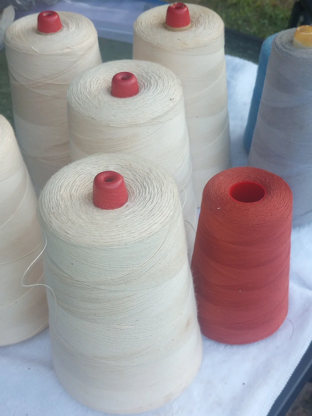 9 Spools Natural, Blues,Rust Cones Thread Set - Spools